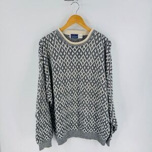 Vintage NorthCrest Mens XL Diamond Pattern Sweater Cotton Blend Heritage